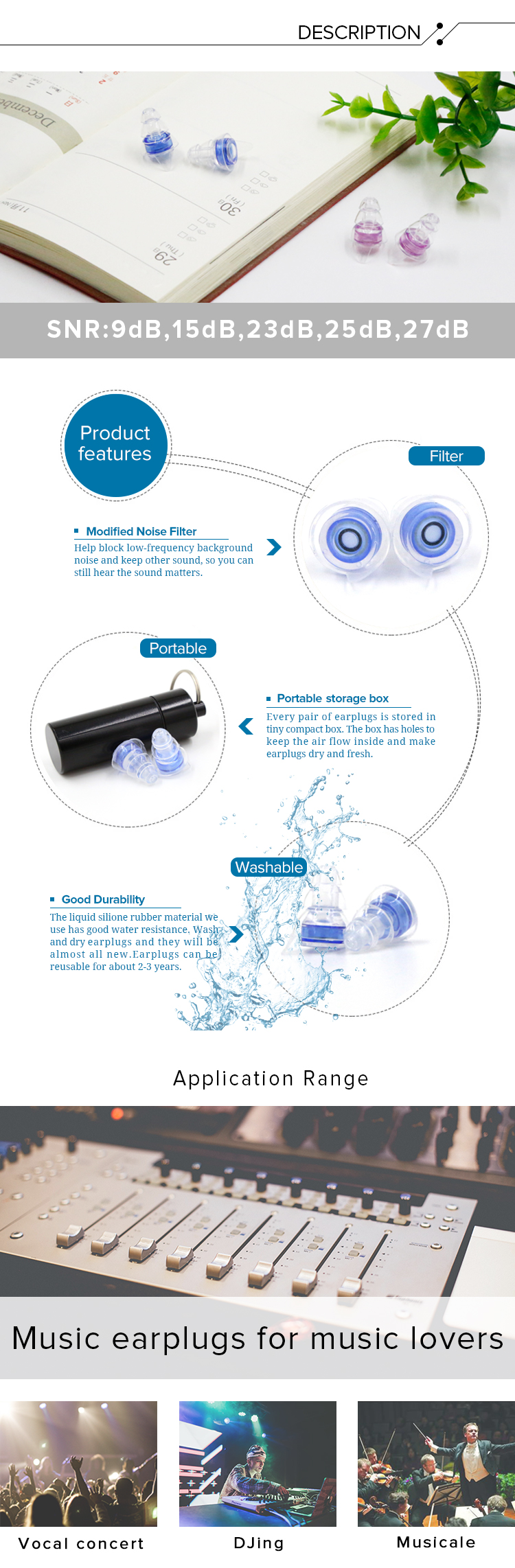 Musician Filtered Earplugs for Noise Sensitivity Conditions detail